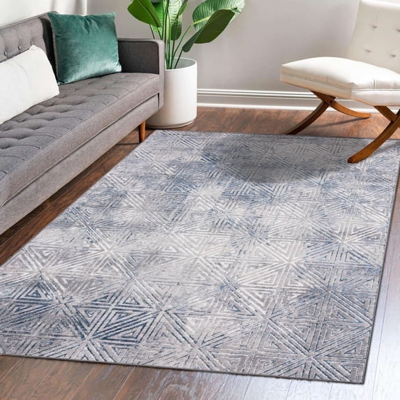Luxe Weavers Geometric Diamond Moroccan Stain Resistant Blue 5x7 Area Rug
