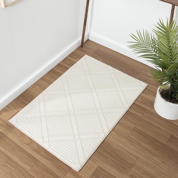 Luxe Weavers Geometric Diamond Shaped Cream 2x3 Area Rug for Living Rooms