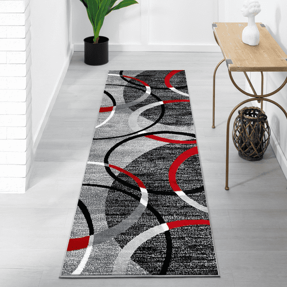 Luxe Weavers Geometric Gray Swirls 2x8 Modern Abstract Runner Rug Carpet