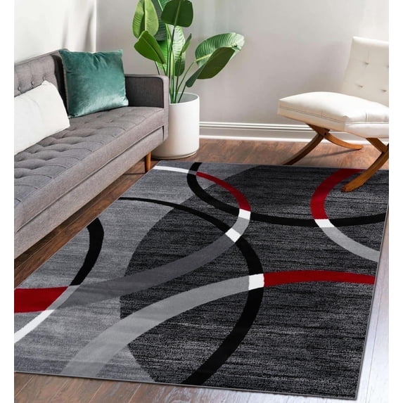 Luxe Weavers Geometric Gray Swirls 4x5 Modern Abstract Area Rug Carpet