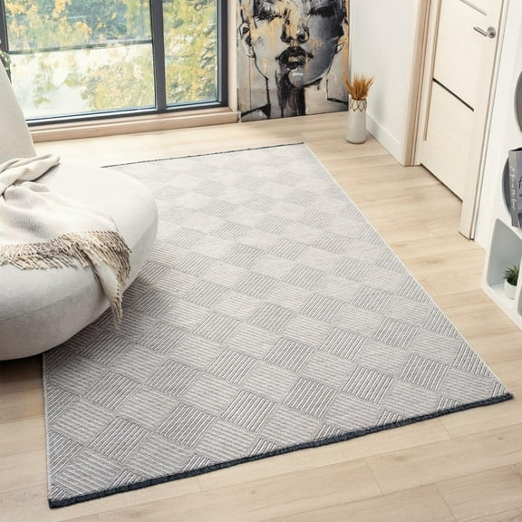 Luxe Weavers Geometric Non-Slip Beige 9x12 Washable Area Rug, Modern Carpet