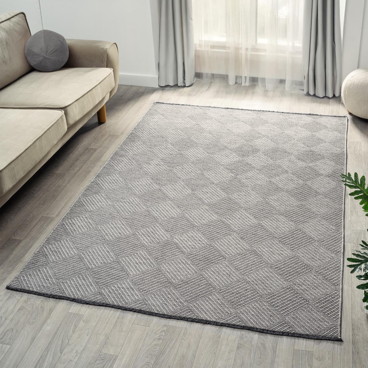 Luxe Weavers Geometric Non-Slip Gray 8x10 Washable Area Rug, Modern Carpet