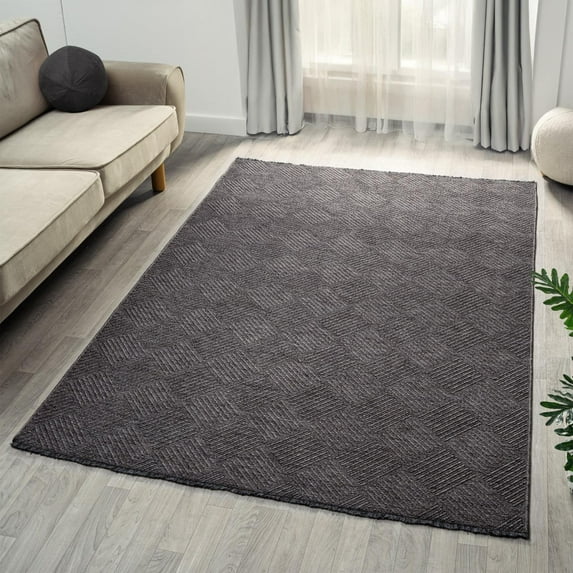 Luxe Weavers Geometric Non-Slip Smoke 6x9 Washable Area Rug, Modern Carpet