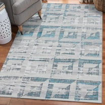 Luxe Weavers Geometric Shape Patterned Turquoise 8x10 Area Rug for Living Rooms and Bedrooms