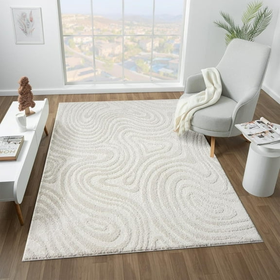 Luxe Weavers Geometric Swirl Cream 5x7 Area Rug, Indoor Carpet