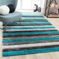 thumbnail image 1 of Luxe Weavers Geometric Turquoise 8x10 Shag Area Rug Plush Striped Bedroom Carpet, 1 of 8