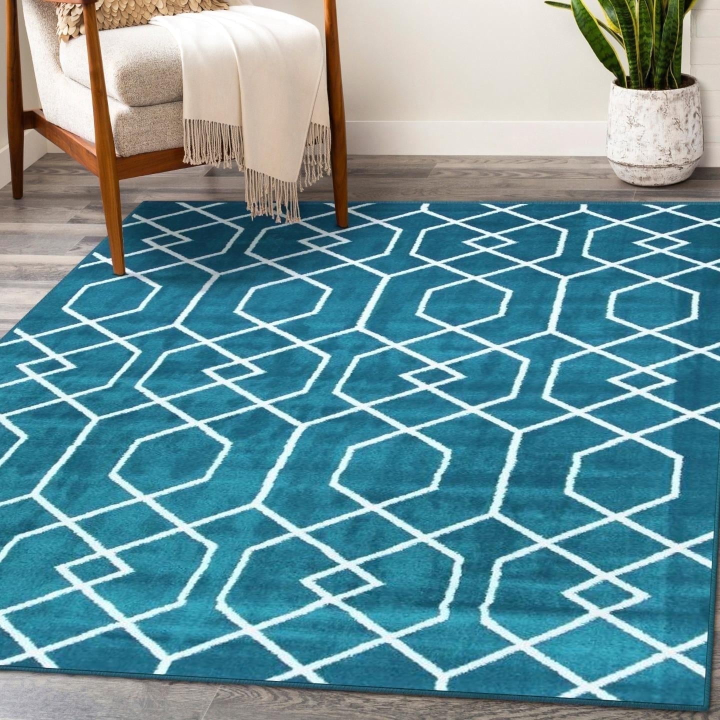 Luxe Weavers Geometric Turquoise Blue 8x10 Moroccan Trellis Area Rug ...