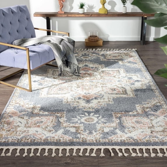 Luxe Weavers Gray 6x9 Southwestern Medallion Area Rug, Stain Resistant Fringe Carpet
