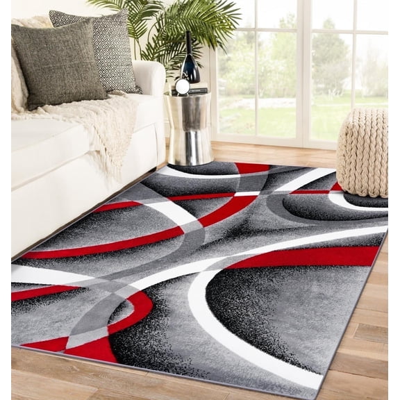 Luxe Weavers Gray Modern Abstract Area Rug 4x5 Geometric Living Room Carpet