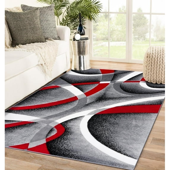 Luxe Weavers Gray Modern Abstract Area Rug 6x9 Geometric Living Room Carpet