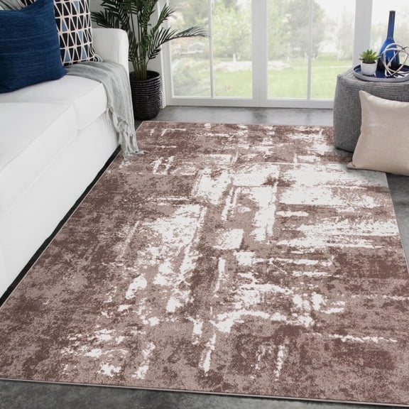 Luxe Weavers Hampstead Collection 49 Beige 4x5 Abstract Area Rug