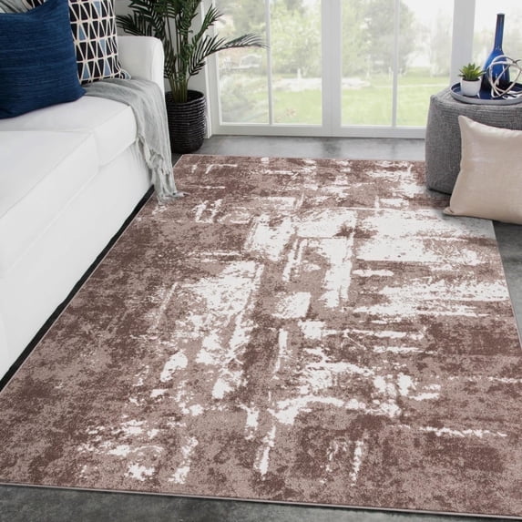 Luxe Weavers Hampstead Collection 49 Beige 4x5 Abstract Area Rug