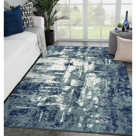Luxe Weavers Hampstead Collection 49 Blue 4x5 Abstract Area Rug