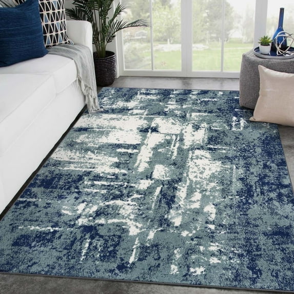 Luxe Weavers Hampstead Collection 49 Blue 9x12 Abstract Area Rug