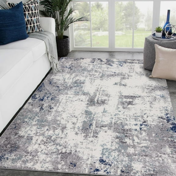 Luxe Weavers Hampstead Collection 49 Ivory 4x5 Abstract Area Rug