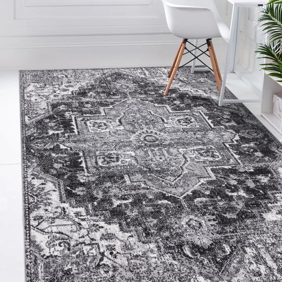 Luxe Weavers Hampstead Collection Anthracite 8x10 Boho Area Rug