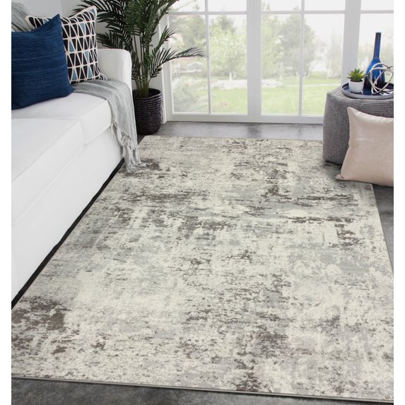 Luxe Weavers Kingsbury Abstract Machine-Woven Area Rug Gray 8x10 Modern Carpet