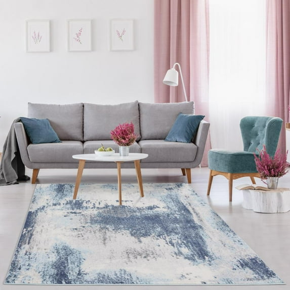 Luxe Weavers Kingsbury Collection Abstract Area Rug 7773 Blue 9x12
