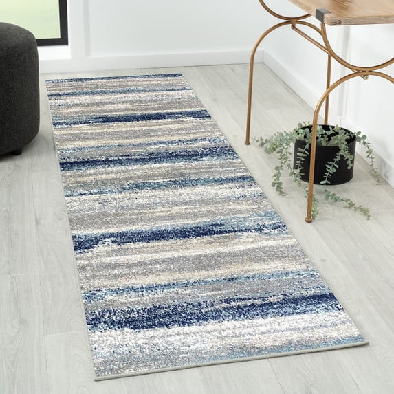 Luxe Weavers Lagos Collection 7501 Blue 2x7 Abstract Area Rug