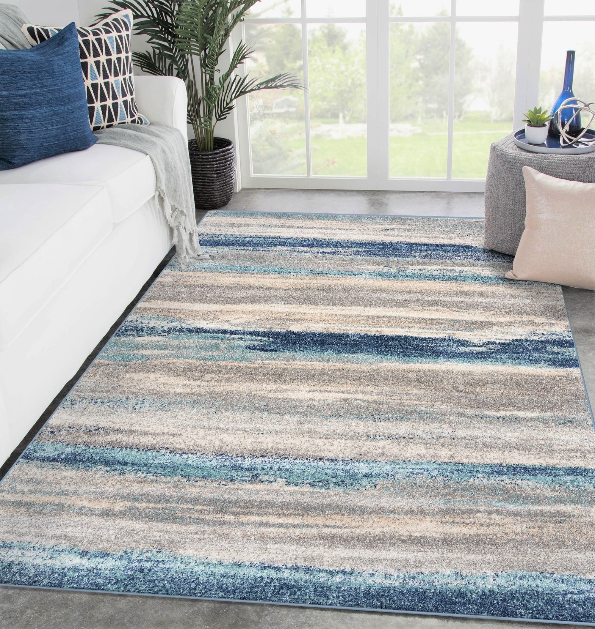 Luxe Weavers Lagos Collection 7501 Blue 4x5 Abstract Area Rug