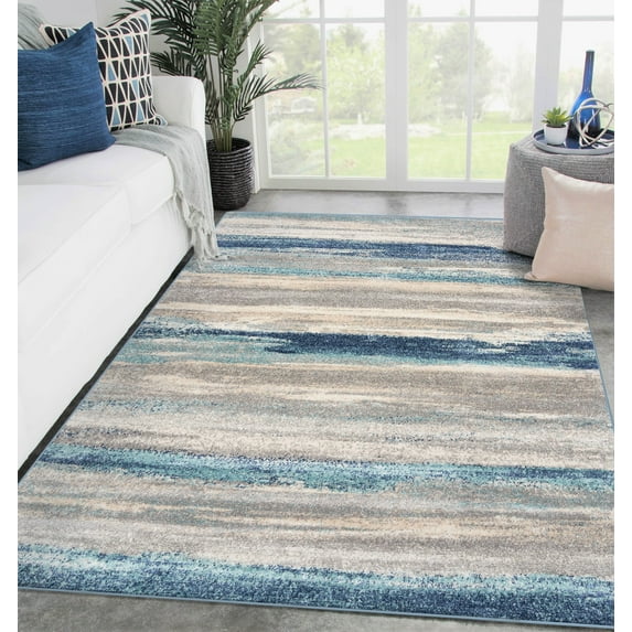 Luxe Weavers Lagos Collection 7501 Blue 4x5 Abstract Area Rug
