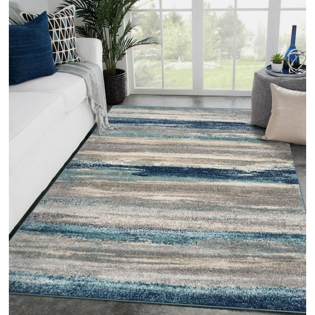 Luxe Weavers Lagos Collection 7501 Blue 8x10 Abstract Area Rug