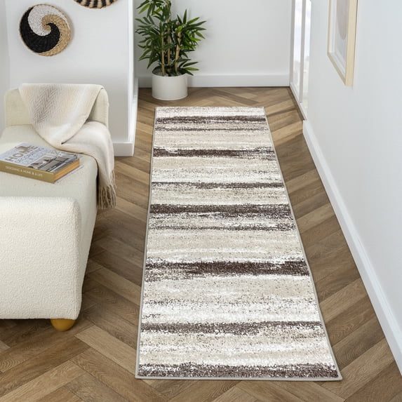 Luxe Weavers Lagos Collection 7501 Brown and Beige 2x7 Abstract Area Rug