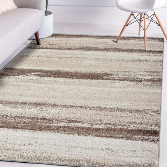 Luxe Weavers Lagos Collection 7501 Brown and Beige 4x5 Abstract Area Rug