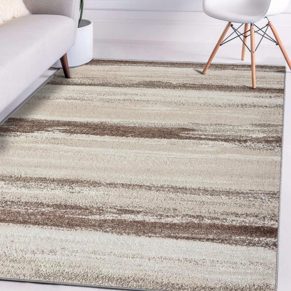 Luxe Weavers Lagos Collection 7501 Brown and Beige 4x5 Abstract Area Rug