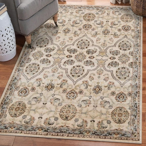 Luxe Weavers Luxe Weavers Oriental Vintage Ivory 8x10 Area Rug, Indoor Carpet