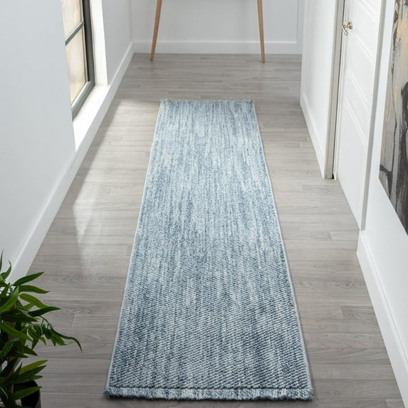 Luxe Weavers Machine Woven Blue 2x8 Area Rug Fringed, Textured Carpet