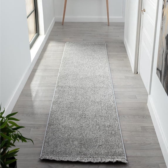 Luxe Weavers Machine Woven Gray 2x8 Area Rug Fringed, Textured Carpet