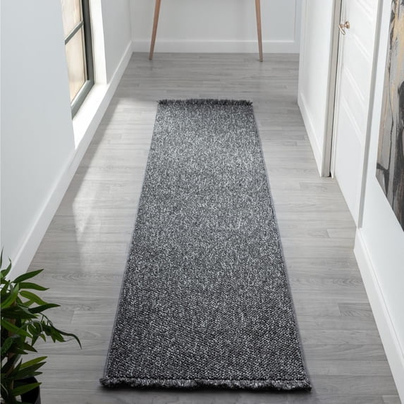 Luxe Weavers Machine Woven Smoke 2x8 Area Rug Fringed, Textured Carpet