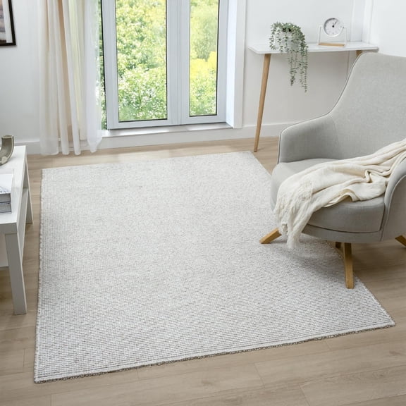 Luxe Weavers Machine Woven Two-Tone Beige White 8x10 Area Rug, Indoor Stain-Resistant Fringed Carpet