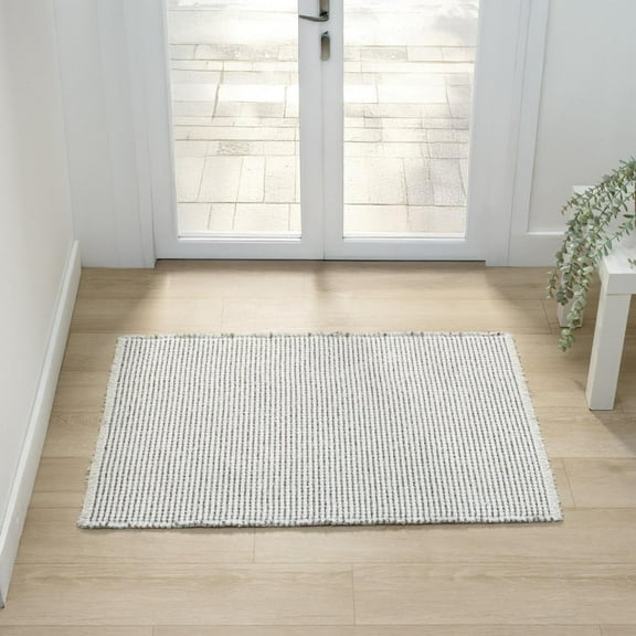 Luxe Weavers Machine Woven Two-Tone Gray White 2x3 Area Rug, Indoor Stain-Resistant Fringed Carpet