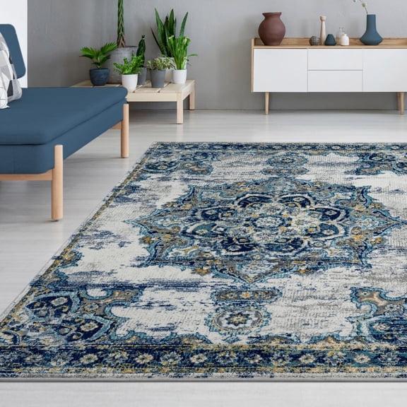 Luxe Weavers Magnolia Collection Boho Chic Area Rug 2937 Magnolia Ivory 5x7