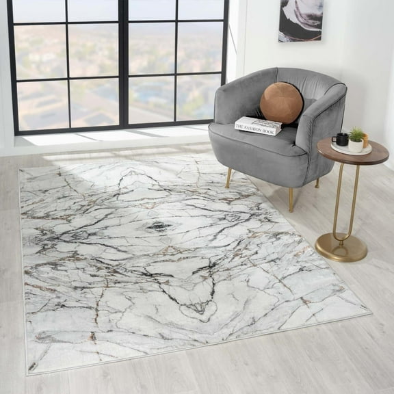 Luxe Weavers Marble Abstract Gray 8x10 Area Rug for Bedroom and Living Room