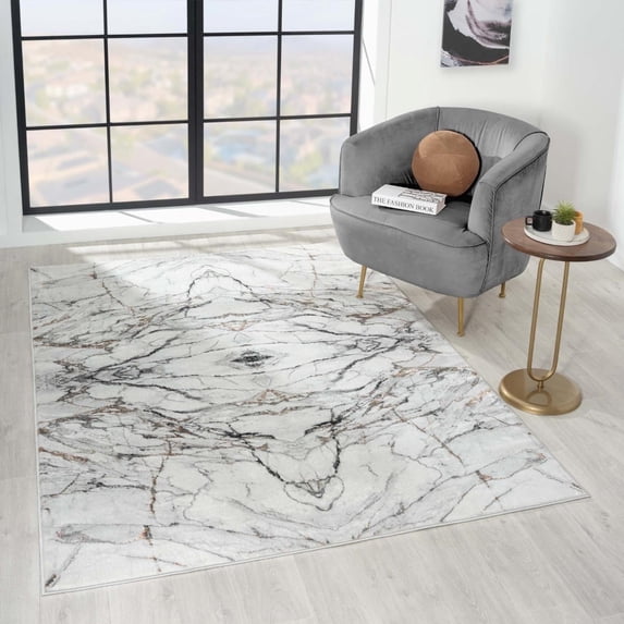 Luxe Weavers Marble Abstract Gray 9x12 Area Rug for Bedroom and Living Room