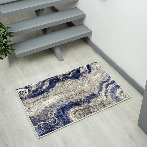Luxe Weavers Marble Collection Blue 2x3 Artistic Abstract Area Rug