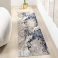 thumbnail image 1 of Luxe Weavers Marble Swirl Collection Blue Abstract 2x7 Runner Rug Gold, 1 of 8