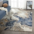 thumbnail image 1 of Luxe Weavers Marble Swirl Collection Blue Abstract 4x5 Area Rug Gold, 1 of 9