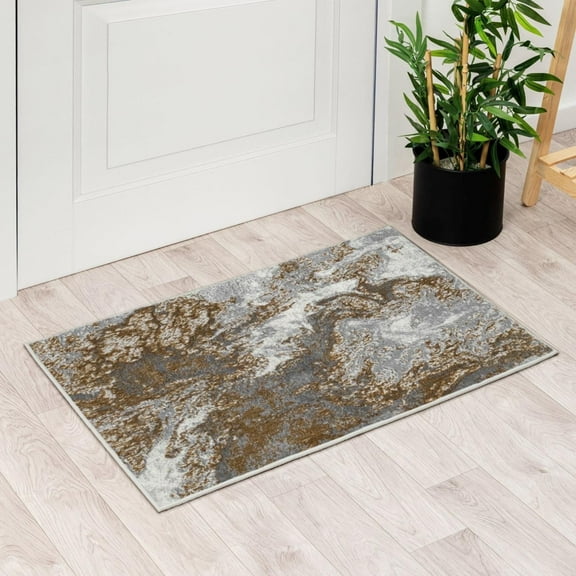 Luxe Weavers Marble Swirl Collection Gray Abstract Area Rug 2x3