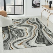 Luxe Weavers Marble Wavy Gray 6x9 Area Rug, Indoor Carpet for Bedroom