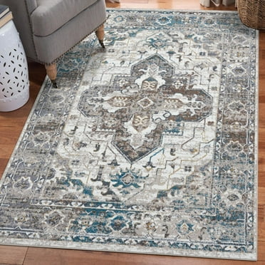 Luxe Weavers Medallion Cream Beige 8x10 Rug, Machine-Woven Carpet