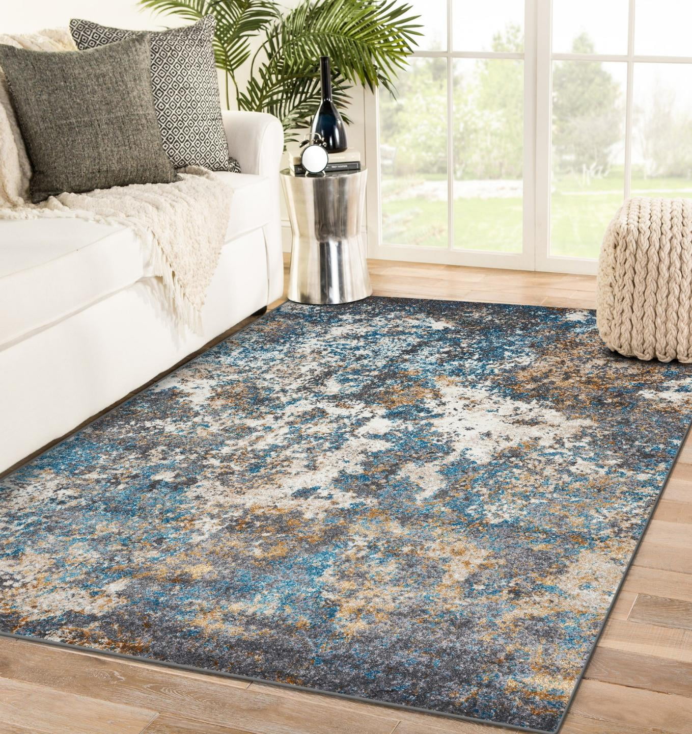Luxe Weavers Long Narrow Hall Carpet Floor Modern Abstract Area Runner Rug Turquoise 2x7