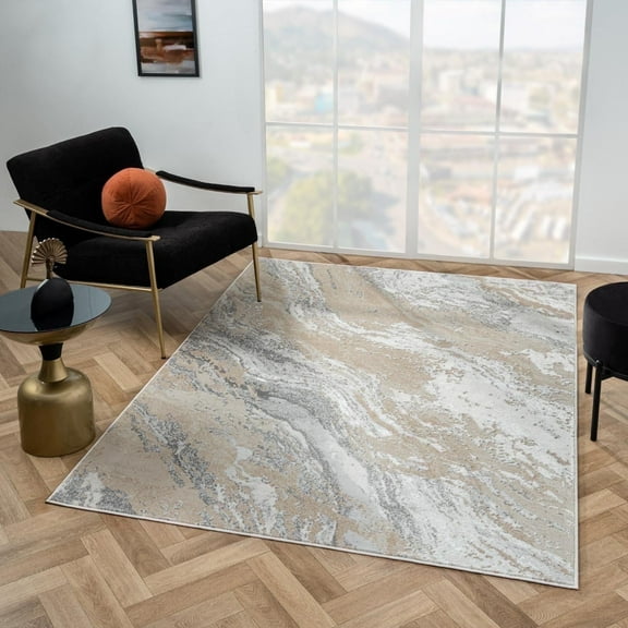 Luxe Weavers Modern Abstract Beige 5x7 Area Rug, Indoor Carpet