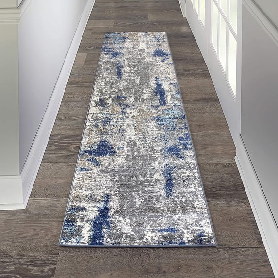 Luxe Weavers Modern Abstract Blue 2x7 Area Rug, Living Room Carpet