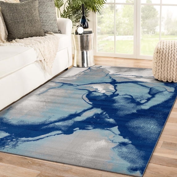 Luxe Weavers Modern Abstract Blue 5x7 Area Rug for Bedrooms