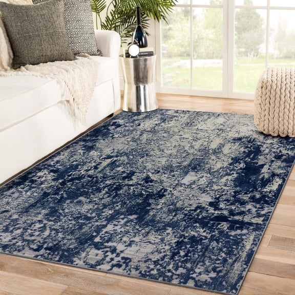 Luxe Weavers Modern Abstract Blue 8x10 Area Rug Stain Resistant Carpet