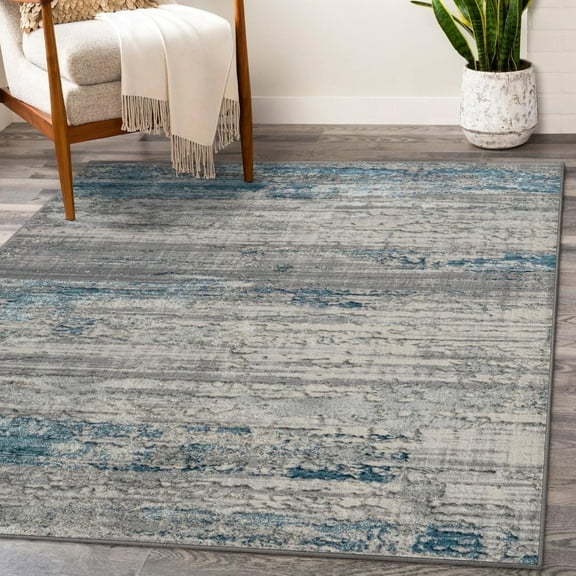 Luxe Weavers Modern Abstract Blue 8x10 Modern Area Rug, Stain-Resistant Carpet